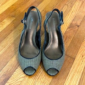 Peep Toe Tweed Slingbacks